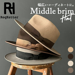 帽子 メンズ ハット 通販 ReqHatter RH106 レックハッター 2トーンミドルブリムハット 中折れ帽 中折れ レディース ぼうし おしゃれ ブランド 冬 秋冬 かわいい シンプル 無地 フォーマル