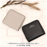 財布 レディース 二つ折り 通販 二つ折り財布 角シボ ミドルラウンド財布 ミニ財布 サイフ さいふ ミニウォレット 折り財布 小銭入れ 折財布 ラウンドファスナー フェイクレザー 合皮