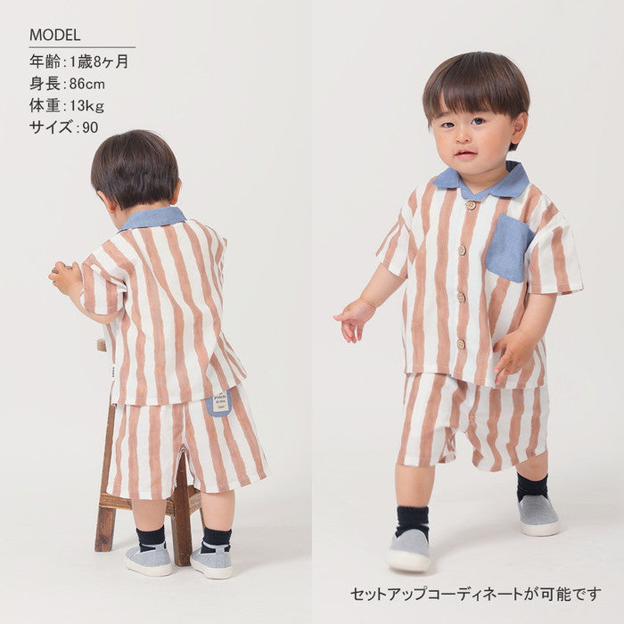 半袖 襟付き シャツ キッズ 通販 半袖シャツ 前開きシャツ ストライプシャツ 前開き 子供 おしゃれ かわいい 男の子 羽織り カジュアル 可愛い オシャレ ボーイズ 子供服 子ども服