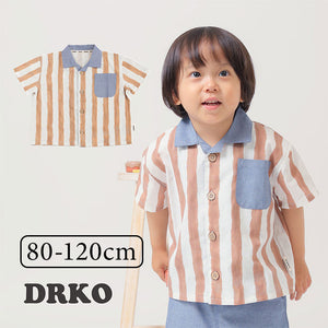 半袖 襟付き シャツ キッズ 通販 半袖シャツ 前開きシャツ ストライプシャツ 前開き 子供 おしゃれ かわいい 男の子 羽織り カジュアル 可愛い オシャレ ボーイズ 子供服 子ども服