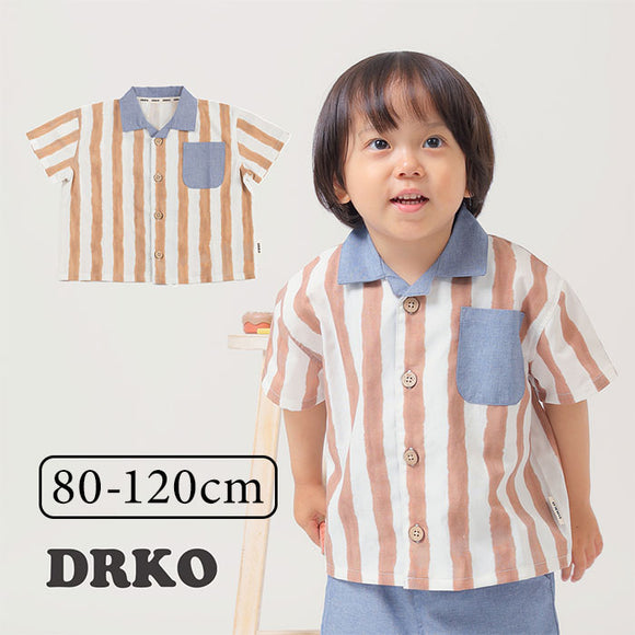 半袖 襟付き シャツ キッズ 通販 半袖シャツ 前開きシャツ ストライプシャツ 前開き 子供 おしゃれ かわいい 男の子 羽織り カジュアル 可愛い オシャレ ボーイズ 子供服 子ども服