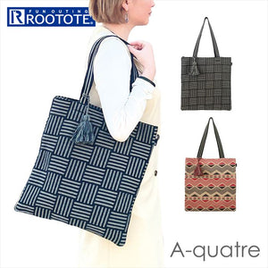 ルートート a4 縦 アーキャトル 通販 ROOTOTE 1240 トートバッグ トートバック レディース 通勤 通学 マチなし おしゃれ 大人 かわいい 肩掛け 幾何学柄 A-quatre ETHNIC pattern