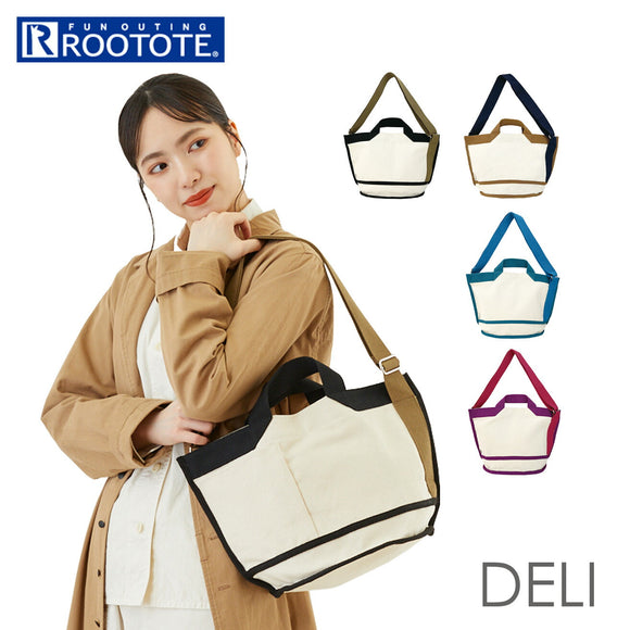 ルートート デリ ROOTOTE 1369 通販 トートバッグ 小さめ 2way ショルダー DELI レディース ショルダーバッグ 斜めがけ 軽量 軽い マチあり マチ広 丸型 底マチ 綿 コットン バイカラー