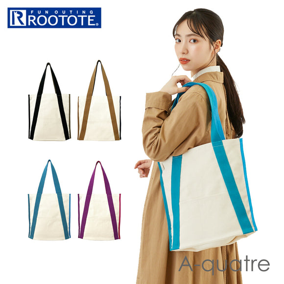ルートート アーキャトル ROOTOTE 1370 通販 トートバッグ 大きめ A-quatre レディース 通勤 通学 マチあり A4 軽量 軽い 肩掛け 綿 コットン バイカラー ツートン 配色 切り替え