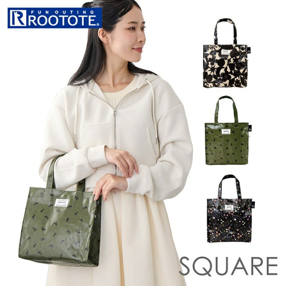 ROOTOTE ルートート トートバッグ 3601 通販 ラミネート トートバック 手提げバッグ ランチトート サブバッグ レディース 小さめ 通勤 通学 軽量 軽い 撥水 マチあり マチ広め SQUARE