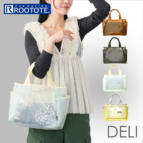 ROOTOTE ルートート トートバッグ 3670 通販 仕切りトートバッグ トートバック 動く仕切り付き クリアバッグ ビニールバッグ 軽量 軽い 撥水 自立 小さめ かわいい おしゃれ 通勤 通学