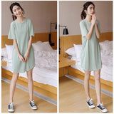 tシャツワンピース ワンピース ルームウェア レディース 通販 半袖 Tシャツワンピース Tシャツワンピ ルームワンピース 部屋着 パジャマ ワンピ きれいめ シンプル ラウンドネック 春 夏