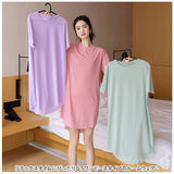 tシャツワンピース ワンピース ルームウェア レディース 通販 半袖 Tシャツワンピース Tシャツワンピ ルームワンピース 部屋着 パジャマ ワンピ きれいめ シンプル ラウンドネック 春 夏