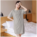 tシャツワンピース ワンピース ルームウェア レディース 通販 半袖 Tシャツワンピース Tシャツワンピ ルームワンピース 部屋着 パジャマ ワンピ きれいめ シンプル ラウンドネック 春 夏