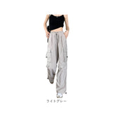 カーゴパンツ レディース ワイドパンツ 通販 ミリタリーパンツ カジュアルパンツ パンツ 長ズボン ロングパンツ ミリタリー ウエストゴム 普段着 着回し ポケット ゆったり カジュアル