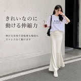 ロングスカート Aライン 通販 サテンスカート レディース ロング シンプル マーメイド おしゃれ きれいめ 上品 ロング丈 とろみ お呼ばれ 春夏秋 ナチュラル 通勤 通学 お出かけ