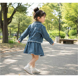 キッズ デニム セットアップ 通販 スカート 長袖デニムジャケット 女の子 女子 子供服 ガールズ 上下セット カジュアル おしゃれ オシャレ かわいい 可愛い デニムジャケット アウター