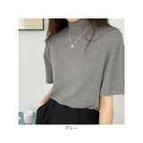 tシャツ 通販 カットソー レディースTシャツ トップス 半袖 ハイネック オフィスカジュアル モックネック 通勤 通学 女性 レディース ゆったり ゆるT 無地 ストレッチ 大きいサイズ