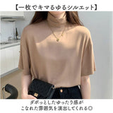 tシャツ 通販 カットソー レディースTシャツ トップス 半袖 ハイネック オフィスカジュアル モックネック 通勤 通学 女性 レディース ゆったり ゆるT 無地 ストレッチ 大きいサイズ