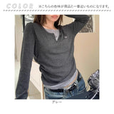 tシャツ レディース 長袖 通販 カットソー 重ね着風トップス レイヤード風ロンT カジュアル きれいめ無地 スリムフィット 通学通勤 あったか防寒 秋冬ファッション シンプルベーシック