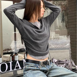 tシャツ レディース 長袖 通販 カットソー 重ね着風トップス レイヤード風ロンT カジュアル きれいめ無地 スリムフィット 通学通勤 あったか防寒 秋冬ファッション シンプルベーシック