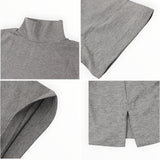 モックネックTシャツ 通販 半袖カットソー ドロップショルダー タートルネック ストレッチ素材 カジュアル 伸縮性 ゆるTシャツ 無地 シンプル 首元カバー 日よけ対策 プルオーバー 春夏秋