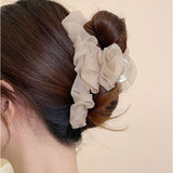 バンスクリップ 大きめ しっかり 通販 ヘアクリップ ヘアークリップ ヘアアクセサリー 髪飾り 髪留め まとめ髪 シアー フリル ハーフアップ シンプル 無地 おしゃれ 上品 きれいめ