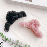 バンスクリップ 大きめ しっかり 通販 ヘアクリップ ヘアークリップ ヘアアクセサリー 髪飾り 髪留め まとめ髪 シアー フリル ハーフアップ シンプル 無地 おしゃれ 上品 きれいめ