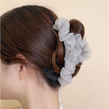 バンスクリップ 大きめ しっかり 通販 ヘアクリップ ヘアークリップ ヘアアクセサリー 髪飾り 髪留め まとめ髪 シアー フリル ハーフアップ シンプル 無地 おしゃれ 上品 きれいめ