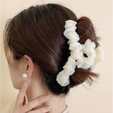 バンスクリップ 大きめ しっかり 通販 ヘアクリップ ヘアークリップ ヘアアクセサリー 髪飾り 髪留め まとめ髪 シアー フリル ハーフアップ シンプル 無地 おしゃれ 上品 きれいめ