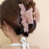 バンスクリップ 大きめ しっかり 通販 ヘアクリップ ヘアークリップ ヘアアクセサリー 髪飾り 髪留め まとめ髪 シアー フリル ハーフアップ シンプル 無地 おしゃれ 上品 きれいめ