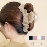 バンスクリップ 大きめ しっかり 通販 ヘアクリップ ヘアークリップ ヘアアクセサリー 髪飾り 髪留め まとめ髪 シアー フリル ハーフアップ シンプル 無地 おしゃれ 上品 きれいめ