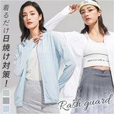 パーカー レディース 薄手 夏 通販 ラッシュガード アウター 上着 羽織 羽織もの 長袖 ジップアップ ひんやり 速乾 指穴 フード付き メッシュ切り替え シンプル 無地 日焼け防止 日除け
