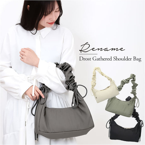 Rename ショルダーバッグ リネーム RSN24029 通販 ショルダーバック ショルダー バッグ 斜めがけバッグ レディース 小さめ 軽量 軽い カジュアル ギャザー リボン 旅行 通勤 おしゃれ