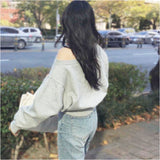 オフショルダー トップス 長袖 通販 肩出し スウェット トレーナー オフショル ワンショル ワンショルダー 秋 冬 大人 レディース クロップド丈 ボートネック ゆったり シンプル 無地
