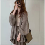 ニット カーディガン レディース 通販 ニットカーディガン カーデ ボレロ 上着 羽織 羽織り コート 前開き ゆったり 体型カバー 長袖 きれいめ 大人 無地 シンプル カジュアル かわいい