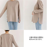 長袖 Tシャツ レディース 通販 カットソー ロンT ロングTシャツ トップス 無地 シンプル 後ろが長い 重ね着 綿 USAコットン オーバーサイズ クルーネック ラウンドヘム