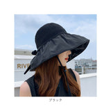 つば広ハット 帽子 レディース 通販 ハット サンバイザー ツバ広 折り畳み 折りたたみ リボン付き UVカット 紫外線防止 大きめ 大きいサイズ 通気性 ワイヤー入り すっぽり被れる 綿 麻
