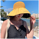 つば広ハット 帽子 レディース 通販 ハット サンバイザー ツバ広 折り畳み 折りたたみ リボン付き UVカット 紫外線防止 大きめ 大きいサイズ 通気性 ワイヤー入り すっぽり被れる 綿 麻