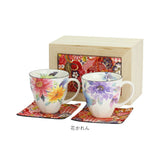 ペアマグカップ 木箱入り 通販 日本製 ペア マグカップ マグ カップ コップ 陶器 セラミック お揃い 夫婦 岐阜県多治見 美濃焼 ＆藍 ちりめん木箱 還暦祝い 古希 かわいい 可愛い