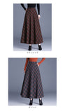 ロングスカート 柄 スカート 通販 アンブレラスカート フレアスカート フレア Aラインスカート Aライン ハイウエスト ウール ロング ロング丈 レトロ チェック エレガント レディース