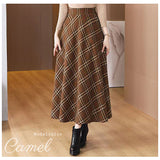 ロングスカート 柄 スカート 通販 アンブレラスカート フレアスカート フレア Aラインスカート Aライン ハイウエスト ウール ロング ロング丈 レトロ チェック エレガント レディース