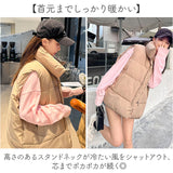 ベスト レディース 通販 中綿ベスト ダウンベスト ダウン アウター 防寒着 カジュアル 女性 防寒 暖かい 軽量 軽い フードなし スタンドネック ハイネック シンプル 通学通勤,