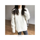 ニット レディース 長袖 通販 丸首 セーター ニットセーター 柔らかい おしゃれ プルオーバー シャギー トップス 無地 カジュアル 暖かい オシャレ 冬 秋冬 防寒 オフィス 通勤 シンプル