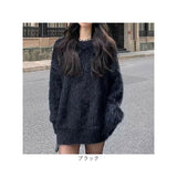 ニット レディース 長袖 通販 丸首 セーター ニットセーター 柔らかい おしゃれ プルオーバー シャギー トップス 無地 カジュアル 暖かい オシャレ 冬 秋冬 防寒 オフィス 通勤 シンプル