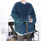 ニット レディース 長袖 通販 丸首 セーター ニットセーター 柔らかい おしゃれ プルオーバー シャギー トップス 無地 カジュアル 暖かい オシャレ 冬 秋冬 防寒 オフィス 通勤 シンプル