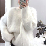 ニット レディース 長袖 通販 丸首 セーター ニットセーター 柔らかい おしゃれ プルオーバー シャギー トップス 無地 カジュアル 暖かい オシャレ 冬 秋冬 防寒 オフィス 通勤 シンプル