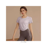 ヨガ トップス 通販 ヨガウェア ヨガトップス 半袖Tシャツ トレーニングウェア フィットネスウェア 半袖 Tシャツ ピラティス ホットヨガ おしゃれ かわいい レディース 女性 無地
