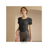 ヨガ トップス 通販 ヨガウェア ヨガトップス 半袖Tシャツ トレーニングウェア フィットネスウェア 半袖 Tシャツ ピラティス ホットヨガ おしゃれ かわいい レディース 女性 無地