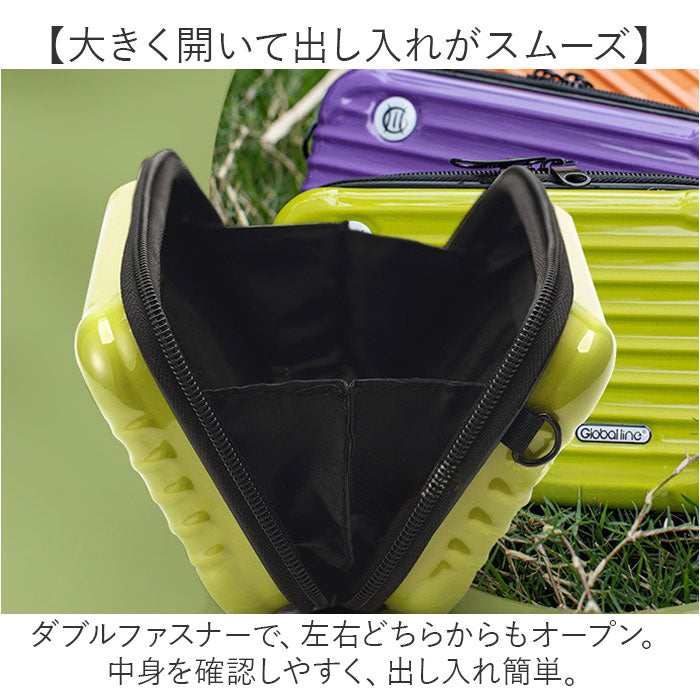 化粧ポーチ おしゃれ 通販 スーツケース型ポーチ 大容量 メイクポーチ ペンポーチ ガジェットケース ショルダーストラップ ハンドストラップ ハードケース ペンケース 収納ケース