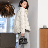 ダウンジャケット レディース ショート フードなし 通販 ダウンコート ジャケット 中綿 コート 冬 秋 防寒 ショート丈 アウター きれいめ おしゃれ ショートダウン 軽量 暖かい 大人