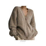 ニット カーディガン レディース 通販 ニットカーディガン シャギーニット カーデガン トップス ゆったり 羽織り 毛足長い 暖かい 秋 冬 秋冬 ボタン vネック シャギーカーディガン 大人