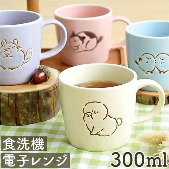 マグカップ 可愛い 電子レンジ 通販 マグ カップ コップ おしゃれ かわいい アニマル どうぶつ 動物 ゆる イラスト シンプル ほっこり 300ml 電子レンジ対応 食洗機対応 sotto ソット