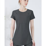 ヨガウェア Tシャツ トップス 通販 tシャツ レディースTシャツ 半袖 ロング丈 ランニングウェア 重ね着 バックデザイン ランニング ヨガ 通気性 ピラティス ホットヨガ エクササイズ