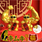 招き猫 置物 2体セット 通販 まねき猫 まねきねこ 置き物 オブジェ インテリア かわいい 可愛い マッスル 動物 アニマル ネコ ねこ キャット 玄関 リビング ギフト 贈りもの 贈り物 贈物